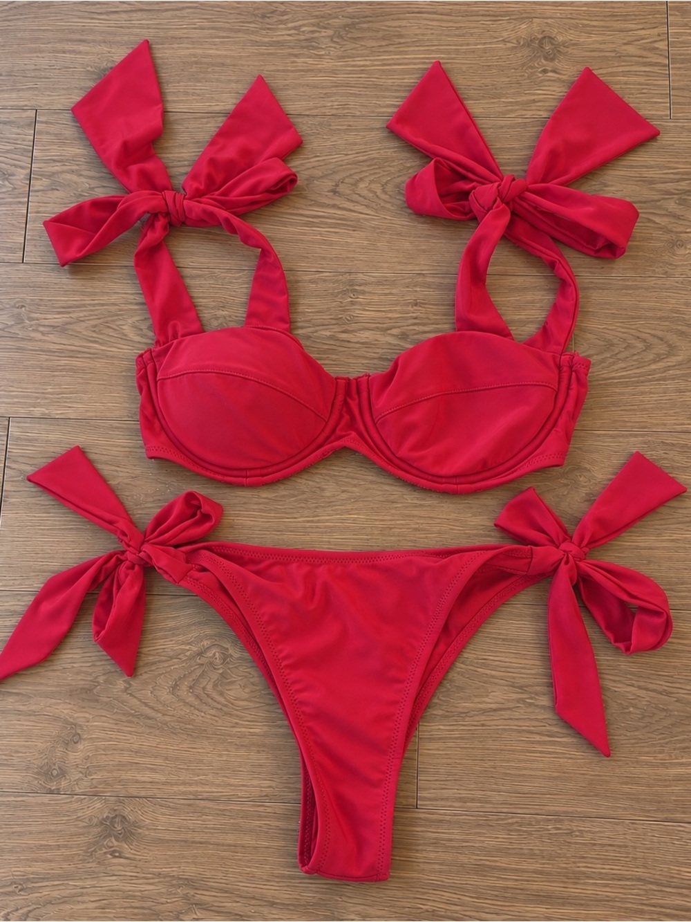 Strawberry Milk Mob Red Tie Bikini Set